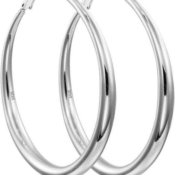 Jewelry - Sterling Silver Hoop Earrings - Hypoallergenic, Lightweight, Chunky, 14K Real Go